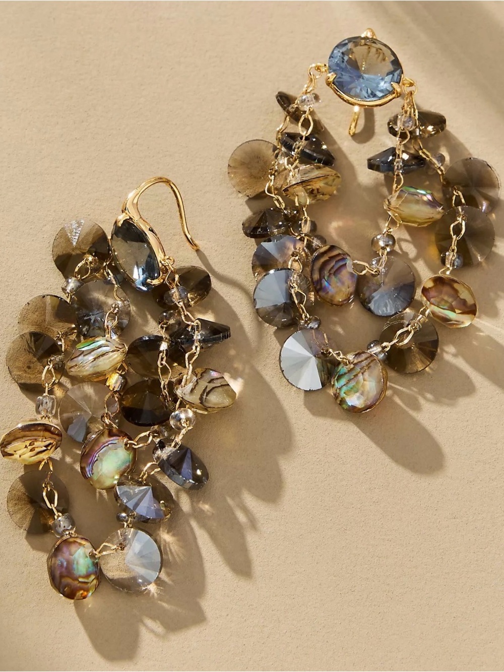 Anthropologie Colorful Glass Stone Drop Earrings